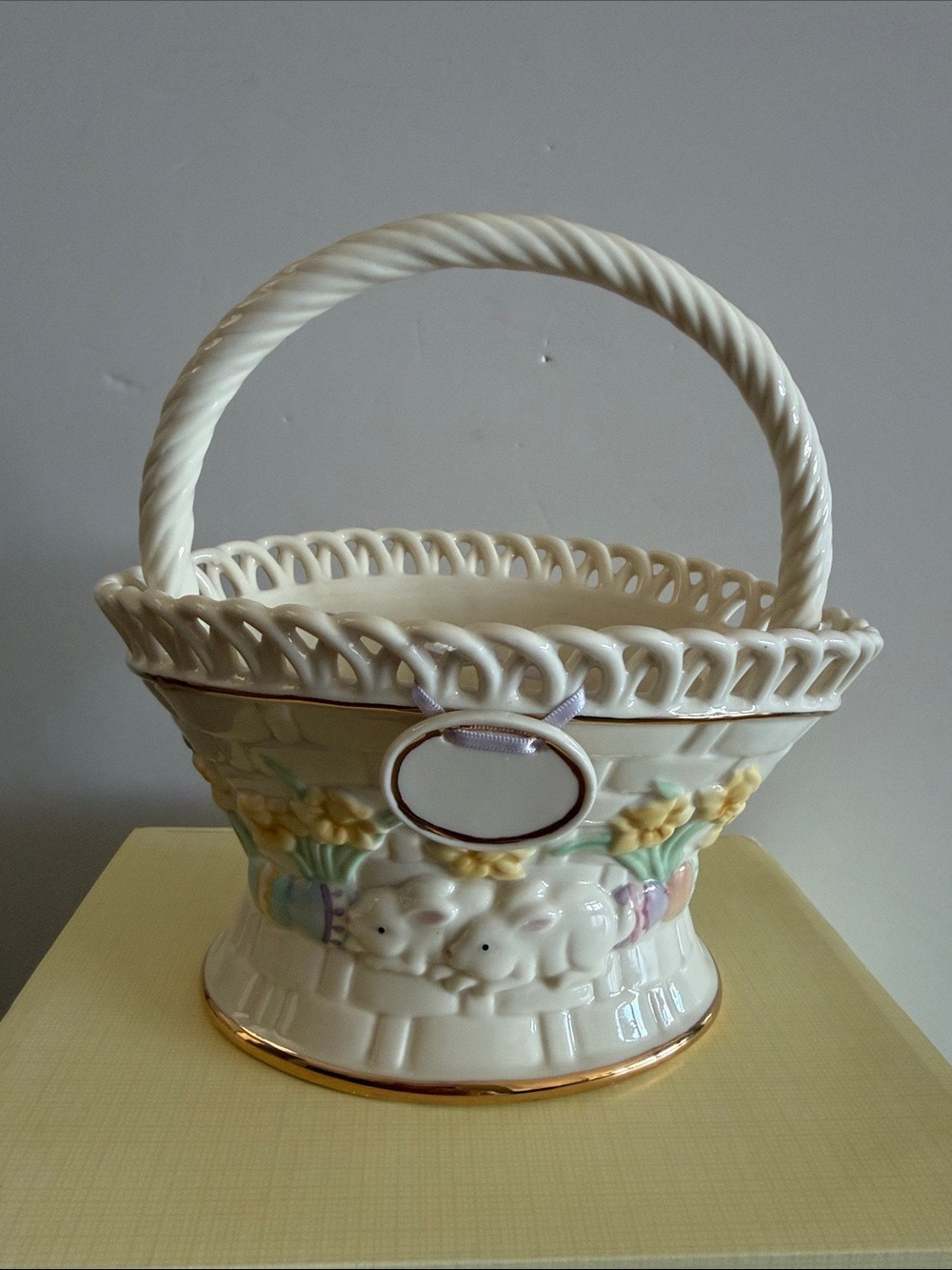 Vintage Lenox My very Own Easter Basket With Name Tag Original Box Porcelain 80s